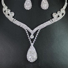Bridal Chic Crystal Rhinestone Water Drop Necklace Earrings Set Gifts For Women  J4U66