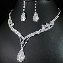 Bridal Chic Crystal Rhinestone Water Drop Necklace Earrings Set Gifts For Women  J4U66