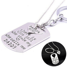 There's the Girl She Stole My Heart Daddy Daughter Keychain Necklace Set Jewelry Gifts  J4U66