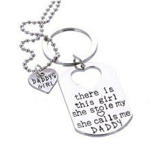 There's the Girl She Stole My Heart Daddy Daughter Keychain Necklace Set Jewelry Gifts  J4U66
