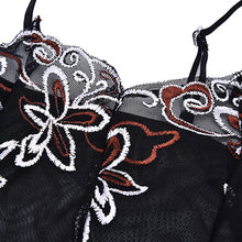 Women Sexy embroidery Black lingerie set lady print perspective lure pajamas Lady Sleepwear Nightwear Erotic lingerie J4U66