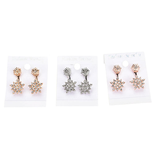 Exquisite jewelry ear rhinestones sparkling rhinestone snowflake Stud Earrings for woman J4U66