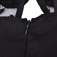 Long Sleeves Stitching Slim A-Line Mini Short Black Dress Lace Women Dress Floral Backless Dress J4U66