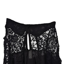 Long Sleeves Stitching Slim A-Line Mini Short Black Dress Lace Women Dress Floral Backless Dress J4U66