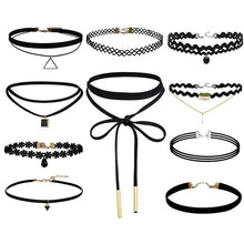 10Pcs Black Gothic Punk Velvet Tattoo Lace Choker Necklace Long Pendant Jewelry Women Collar Chocker J4U66