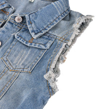 2XL Women Retro Washed Sleeveless Personalized Cardigan Vintage Jeans Denim Vest Waistcoat Coat Vest Jackets J4U66