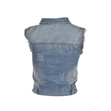 2XL Women Retro Washed Sleeveless Personalized Cardigan Vintage Jeans Denim Vest Waistcoat Coat Vest Jackets J4U66