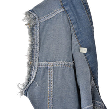 2XL Women Retro Washed Sleeveless Personalized Cardigan Vintage Jeans Denim Vest Waistcoat Coat Vest Jackets J4U66