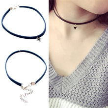 Black Leather Choker Necklace Wrap Gold Color Triangle Necklace For Women J4U66