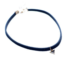 Black Leather Choker Necklace Wrap Gold Color Triangle Necklace For Women J4U66