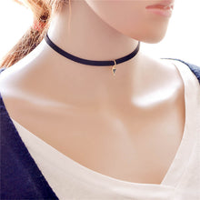 Black Leather Choker Necklace Wrap Gold Color Triangle Necklace For Women J4U66