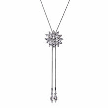 Crystal Flower Snow Sweater Chain Long Crystal Pandents Clovers Long Necklace J4U66