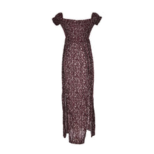 Sexy Side Split Off Shoulder Print Dress High Waist Maxi Dress Women Vintage Beach Dress J4U66