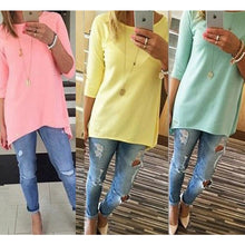 Women Ladies Beach Casual TunicsWomen's Shirt 3/4 Sleeve Long Tops J4U66