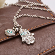 Fatima Hamsa Hand Turkey Blue Evil Eye Necklace Charm Pendant Jewish Jewelry J4U66