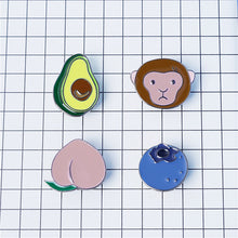 Metal Monkey Peach Blueberries Avocado Collar Pins Badge Corsage Brooch J4U66