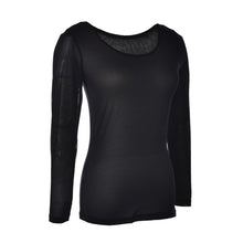 Sexy Black Transparent ShirtWomen's Long Sleeve Sexy Mesh Tops Elastic Mesh Tee Shirts Women J4U66