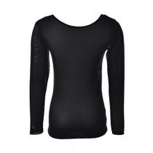 Sexy Black Transparent ShirtWomen's Long Sleeve Sexy Mesh Tops Elastic Mesh Tee Shirts Women J4U66