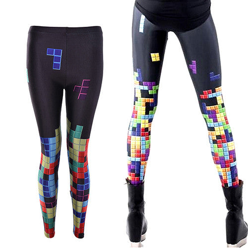 Sexy women 3D prints tetris Sliding Blocks game Polyester elastic fitness Leggings Pants Women Accessories J4U66
