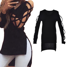 Short Front And Long Back Tops Tees Split Cool Women T shirt Sexy Women T Shirts Deep V Hollow Cut Out Sleeve Tee shirt J4U66