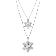 Silver Rhinestone Snowflake Pendant Long Chian Necklace Sweater Chain Double Layers Necklace & Pendant J4U66