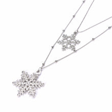 Silver Rhinestone Snowflake Pendant Long Chian Necklace Sweater Chain Double Layers Necklace & Pendant J4U66