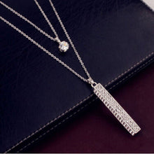 Silver Rhinestone Snowflake Pendant Long Chian Necklace Sweater Chain Double Layers Necklace & Pendant J4U66