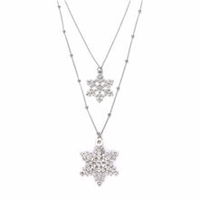 Silver Rhinestone Snowflake Pendant Long Chian Necklace Sweater Chain Double Layers Necklace & Pendant J4U66