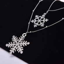 Silver Rhinestone Snowflake Pendant Long Chian Necklace Sweater Chain Double Layers Necklace & Pendant J4U66