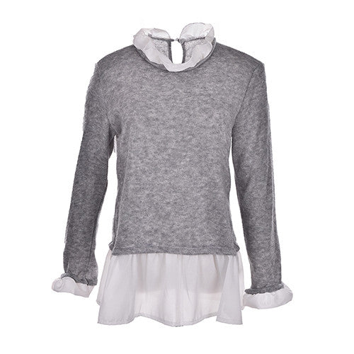 Size S-XL Women Knitted Sweater Long Sleeve Loose Cardigan Jumper Knitwear Outwear Coat Grey Color J4U66