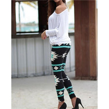 Skinny Leggings Women Casual Geometric Stretchy Print Leggings Slim Pencil Pant  J4U66