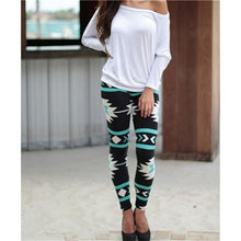 Skinny Leggings Women Casual Geometric Stretchy Print Leggings Slim Pencil Pant  J4U66