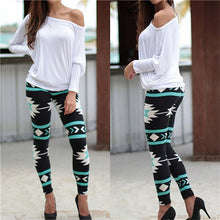 Skinny Leggings Women Casual Geometric Stretchy Print Leggings Slim Pencil Pant  J4U66