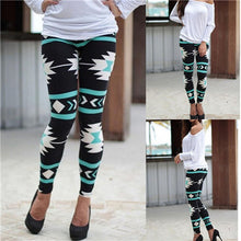 Skinny Leggings Women Casual Geometric Stretchy Print Leggings Slim Pencil Pant  J4U66