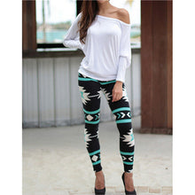 Skinny Leggings Women Casual Geometric Stretchy Print Leggings Slim Pencil Pant  J4U66