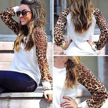 Women Blouses Casual Shirt Long Sleeve Leopard Chiffon Patchwork Blusas Femininas Shirt M-2XL J4U66