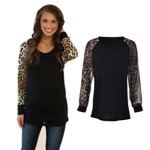 Women Blouses Casual Shirt Long Sleeve Leopard Chiffon Patchwork Blusas Femininas Shirt M-2XL J4U66