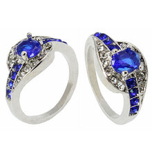 Unique Sapphire Jewelry Blue Oval Zircon Stone Ring White Gold Filled Wedding Engagement Rings For Women Men J4U66