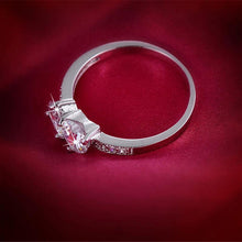 Women 18K White Gold Plated Double Heart Shape CZ Rings Crystal Ring Wedding J4U66