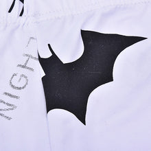 Women White Thin Fitness Leggings Bat Printed Leggings Skinny Animal Punk Style One Size  J4U66