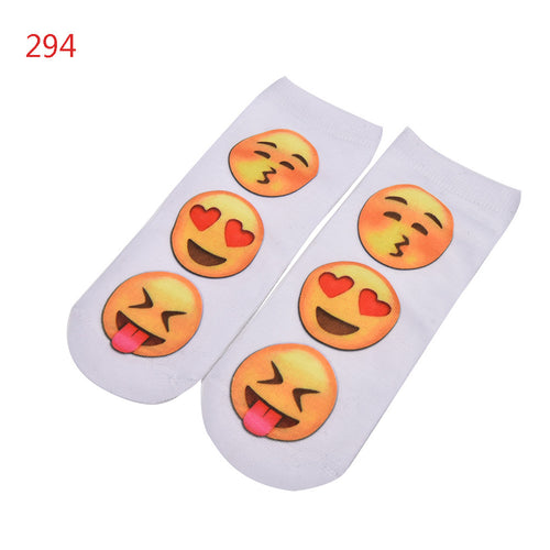 10 Styles Women 3D Printed Smiley Face Emoticons Emoji Amusing Ankle Socks Costume Accessories For Women J4U66