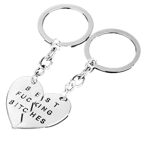 Best Friend Charm Broken Keyring Heart Pendant Key Chain Best Bitches Keychain Silver color Gifts For Girls J4U66