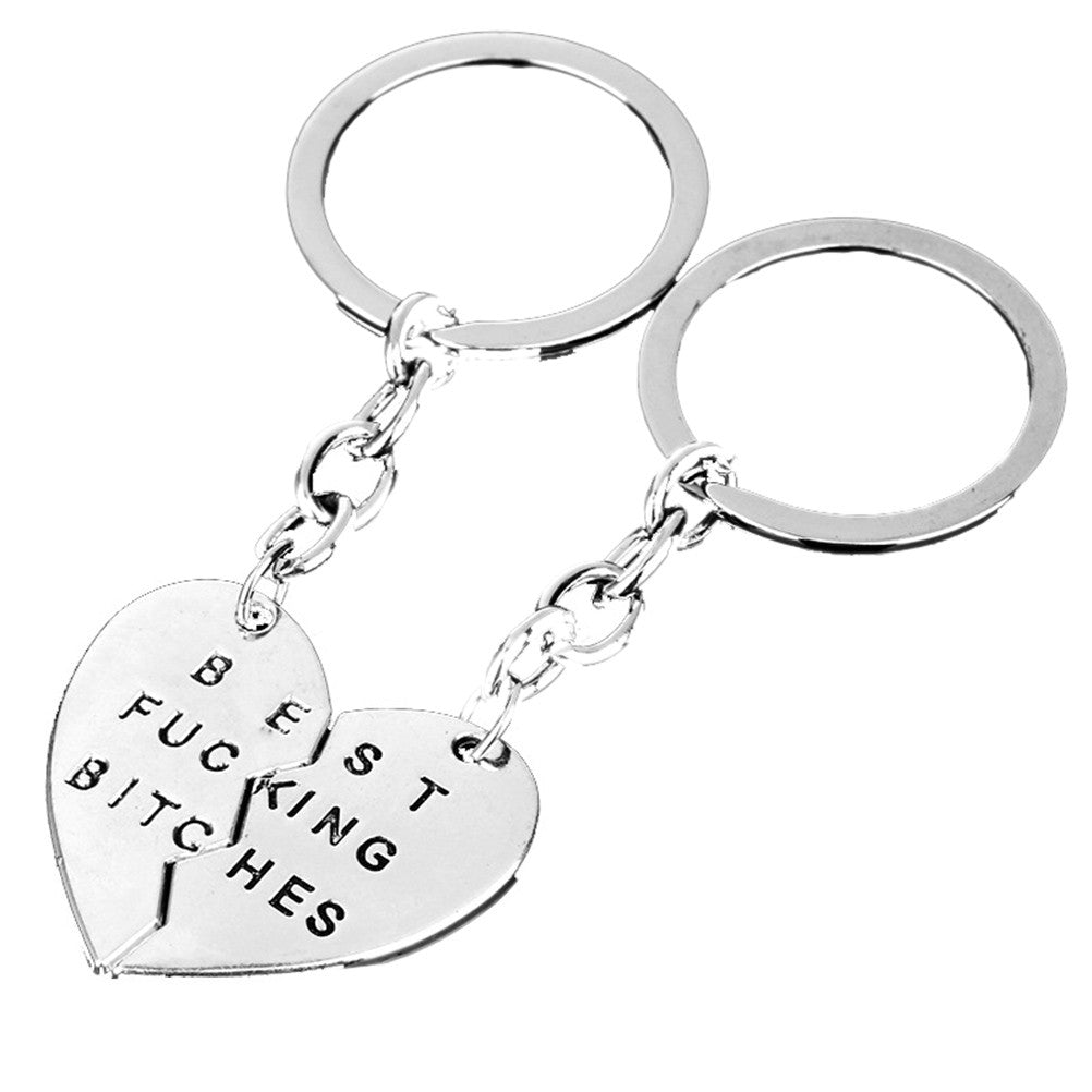 Best Friend Charm Broken Keyring Heart Pendant Key Chain Best Bitches Keychain Silver color Gifts For Girls J4U66