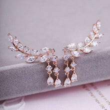 Rhinestone Tassel Leaves Stud Earring Ear Drop Ear Stud Earrings Women Statement Jewelry J4U66