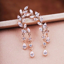 Rhinestone Tassel Leaves Stud Earring Ear Drop Ear Stud Earrings Women Statement Jewelry J4U66