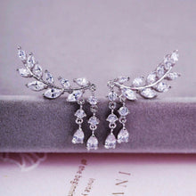 Rhinestone Tassel Leaves Stud Earring Ear Drop Ear Stud Earrings Women Statement Jewelry J4U66