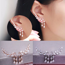 Rhinestone Tassel Leaves Stud Earring Ear Drop Ear Stud Earrings Women Statement Jewelry J4U66