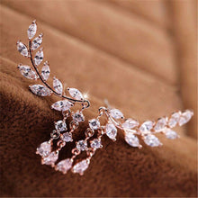 Rhinestone Tassel Leaves Stud Earring Ear Drop Ear Stud Earrings Women Statement Jewelry J4U66