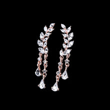 jewelry Korean silver gold crystal leaves drop earrings For women Gift J4U66