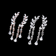 jewelry Korean silver gold crystal leaves drop earrings For women Gift J4U66
